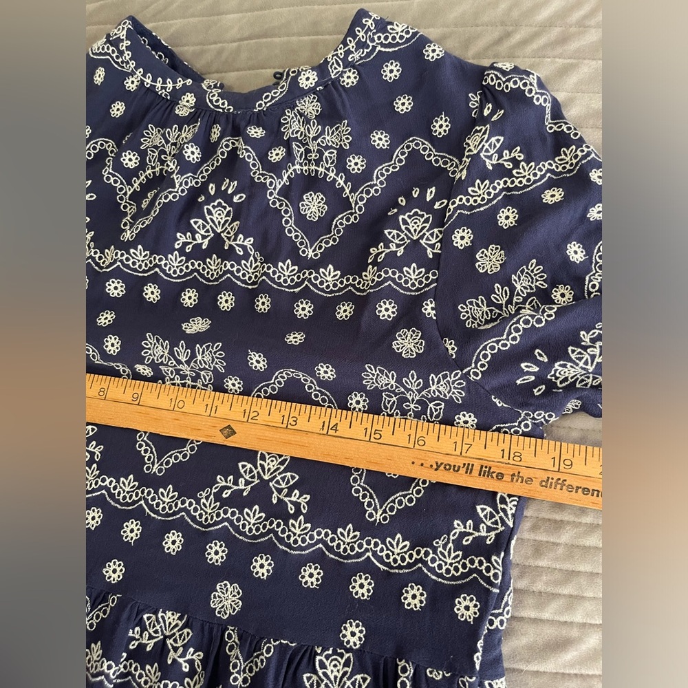 Navy Printed Ruffle Hem Mini Dress - Picture 12 of 13